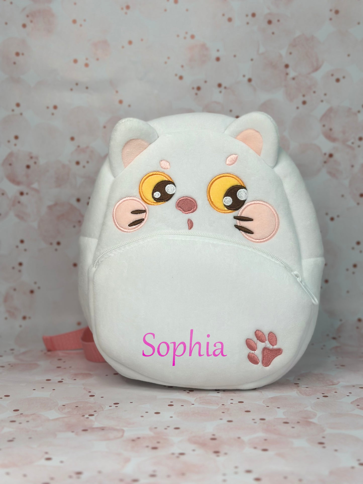 Mippu cat-shaped kids backpack in soft fabric with custom name